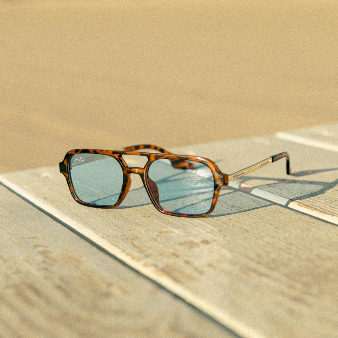 The Palms Oasis | Tortoise Frame & Blue Lens | Aviator Sunglasses Shop Wavey