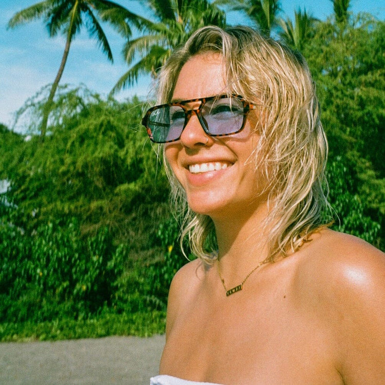 The Palms Oasis | Tortoise Frame & Blue Lens | Aviator Sunglasses Shop Wavey 