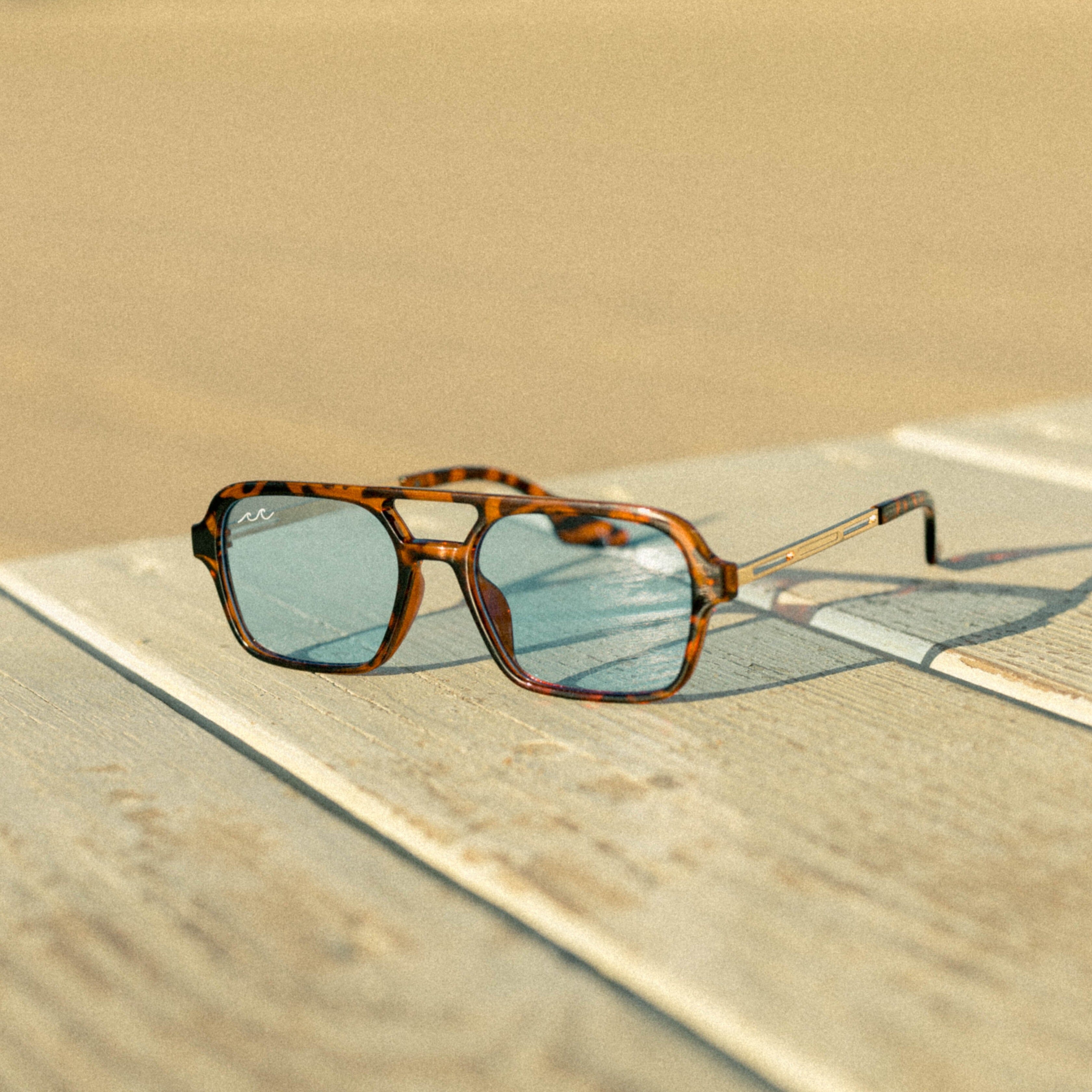The Palms Oasis | Tortoise Frame & Blue Lens | Aviator Sunglasses Shop Wavey 